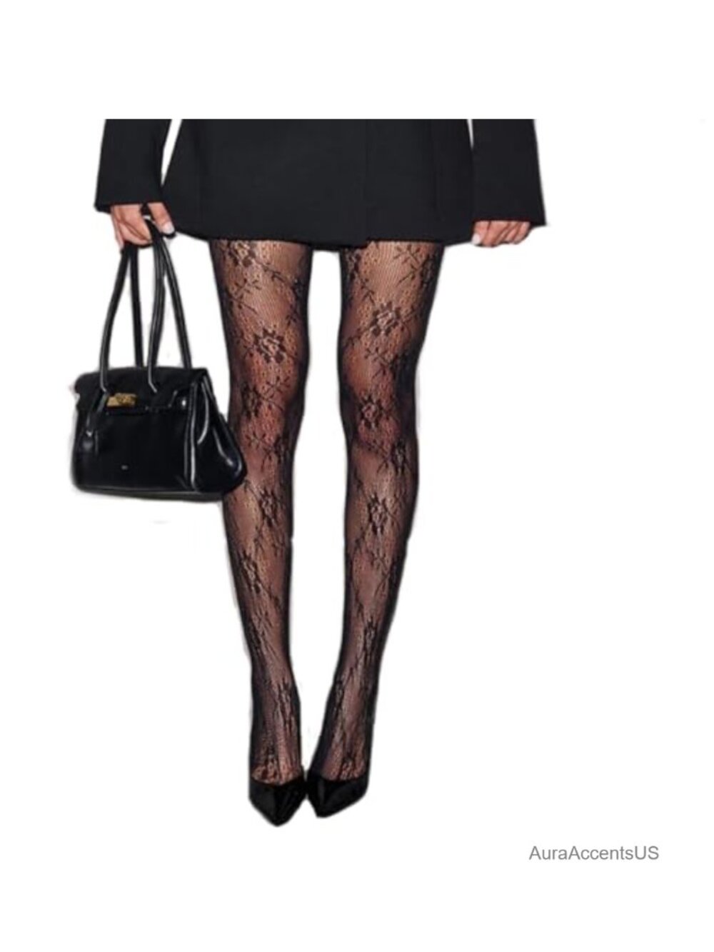 Women's Lace Patterned Fishnet Tights High Waist Y2K Floral Pantyhose